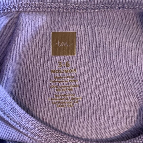 Tea Collection Long Sleeve Owl Graphic Tee T Shirt Knit Purple Girls 3-6 Months - Picture 2 of 13